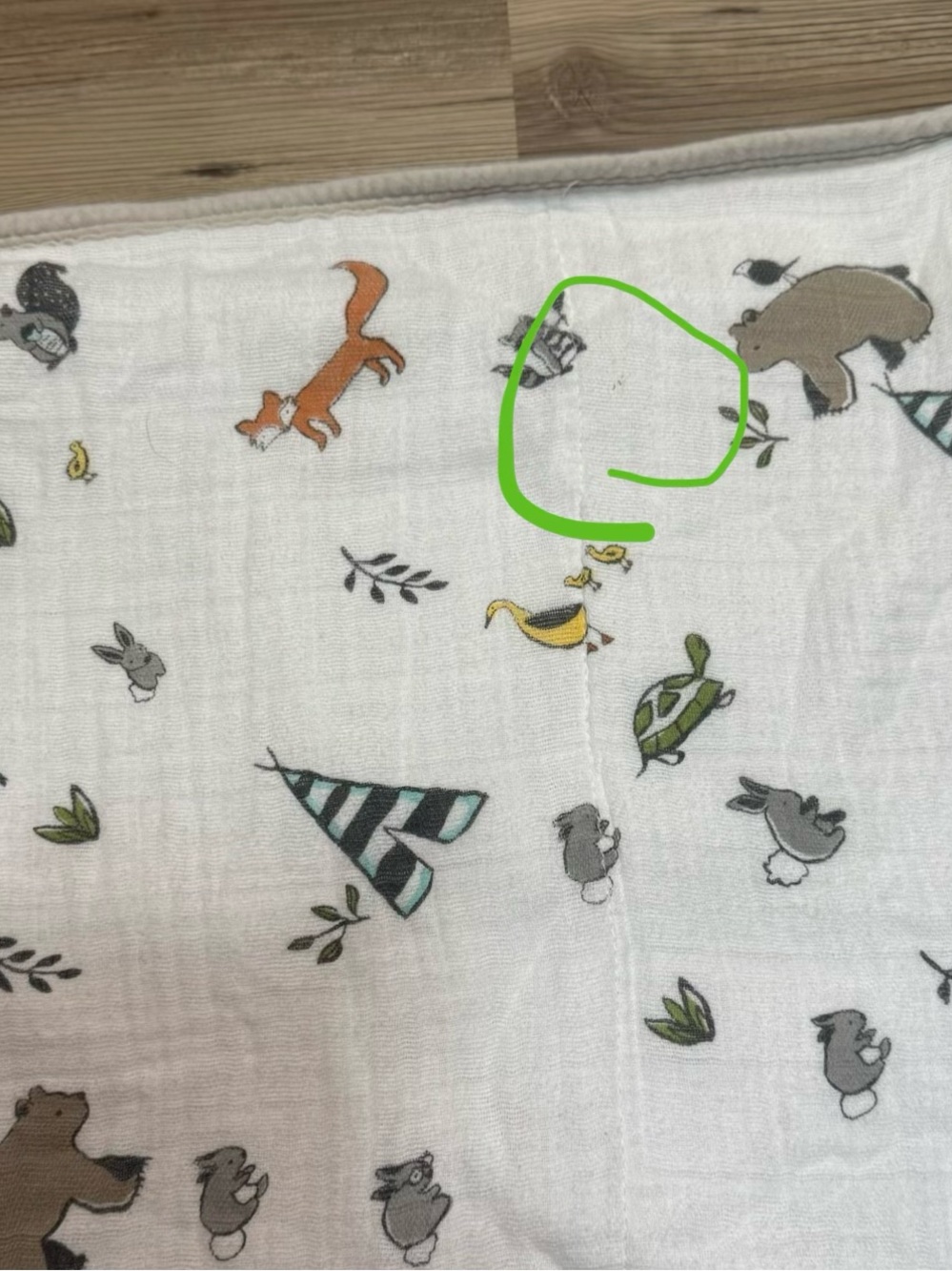 Little Unicorn Woodland Animal Muslin towel- Fox, Bear & Tree Print - Picture 3 of 7